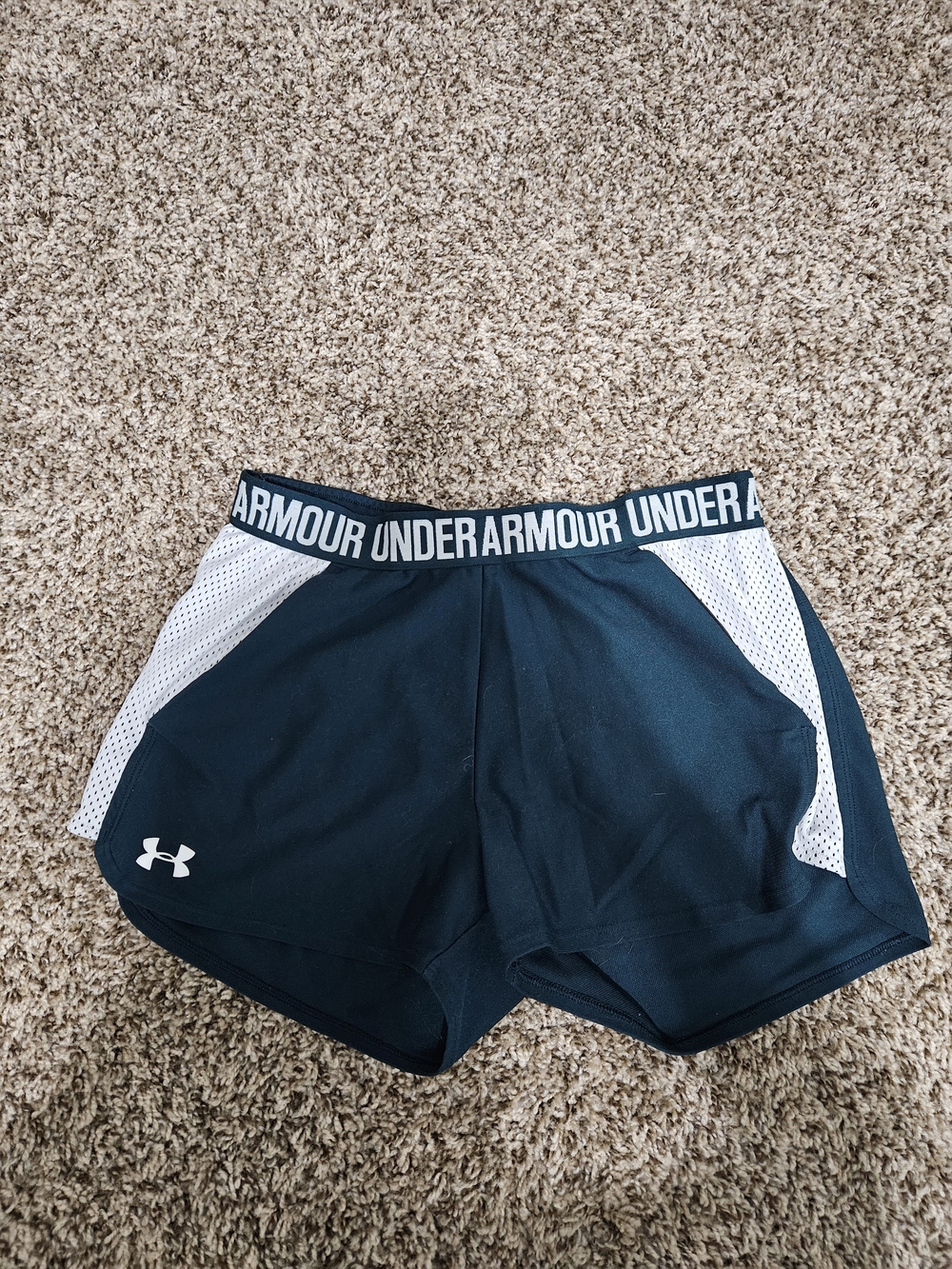 Under Armour Women’s Dark Green Athletic Shorts with White Panels